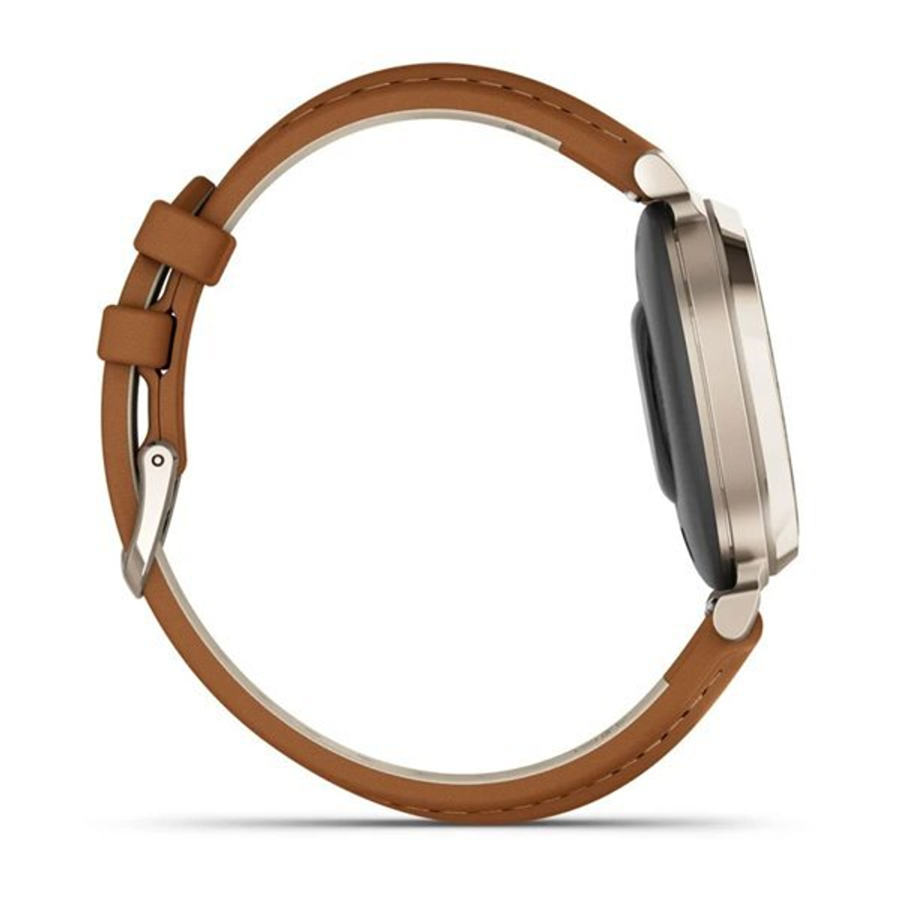 Смарт Часы Garmin Lily 2 Classic кремово-золотистые со смуглым кожаным ремешком