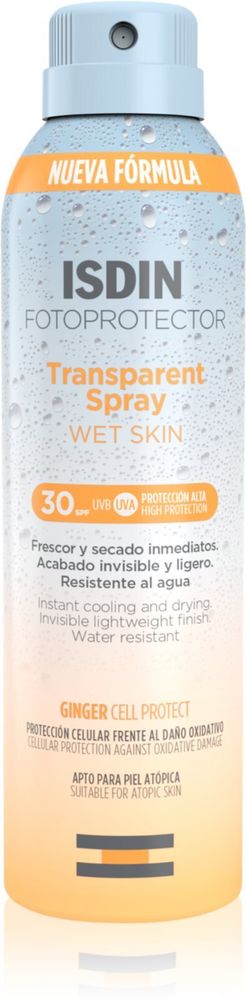 ISDIN прозрачный спрей для загара SPF 30 Transparent Spray Wet Skin