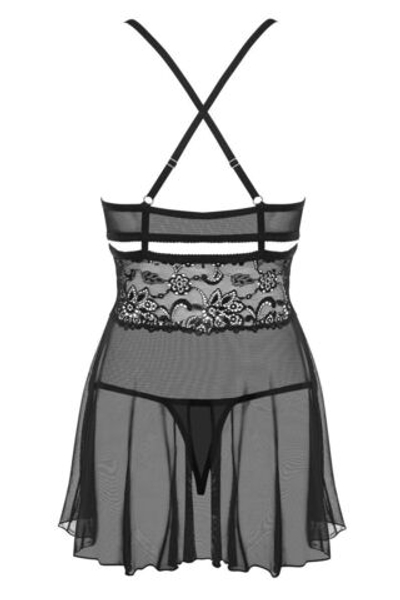 Расклешенный бэби-долл с изысканным цветочным кружевом (Размер: S-M) (Цвет: черный)