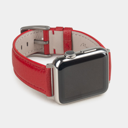 Ремешок для Apple Watch 44/45/46 mm из кожи козы, красного цвета
