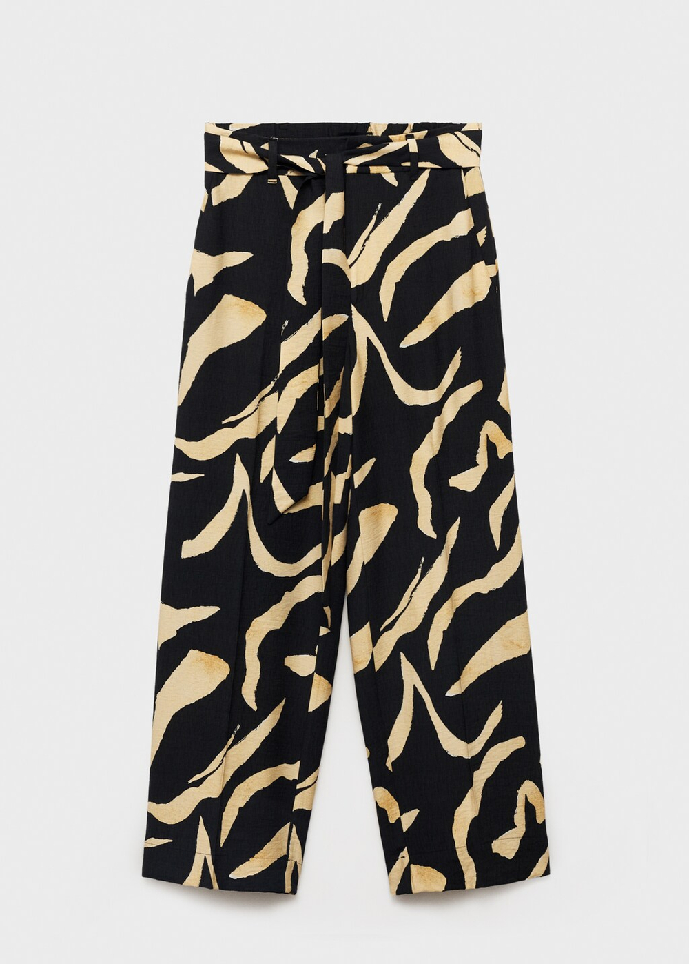 Прямые брюки с принтом и ремнем