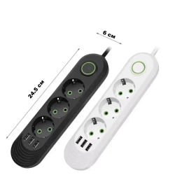 Удлинитель сетевой фильтр 10 метров 3 розетки 3 USB Белый