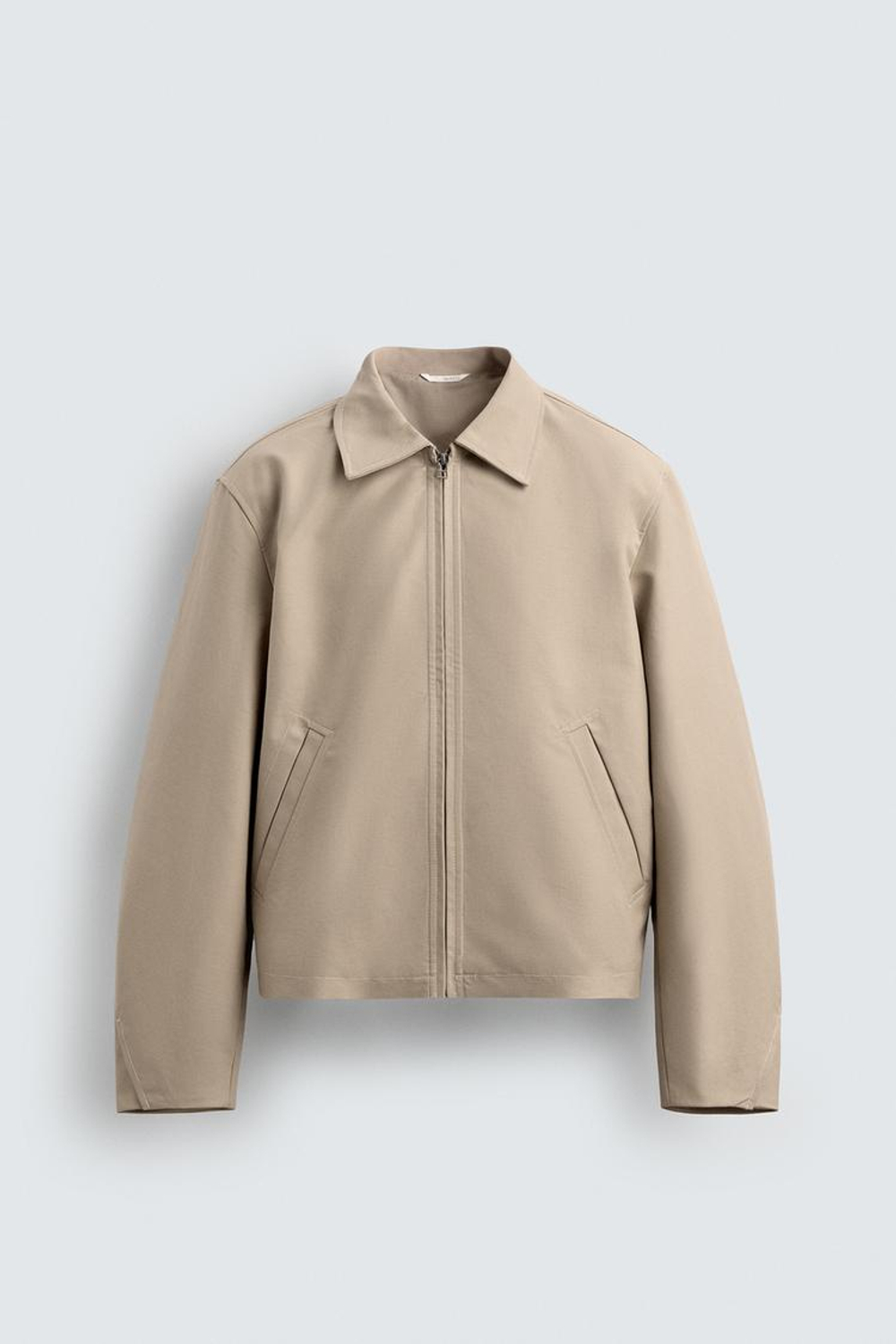 ZARA КУРТКА СВОБОДНОГО КРОЯ НА МОЛНИИ, СВЕТЛО-ОЛИВКОВЫЙ