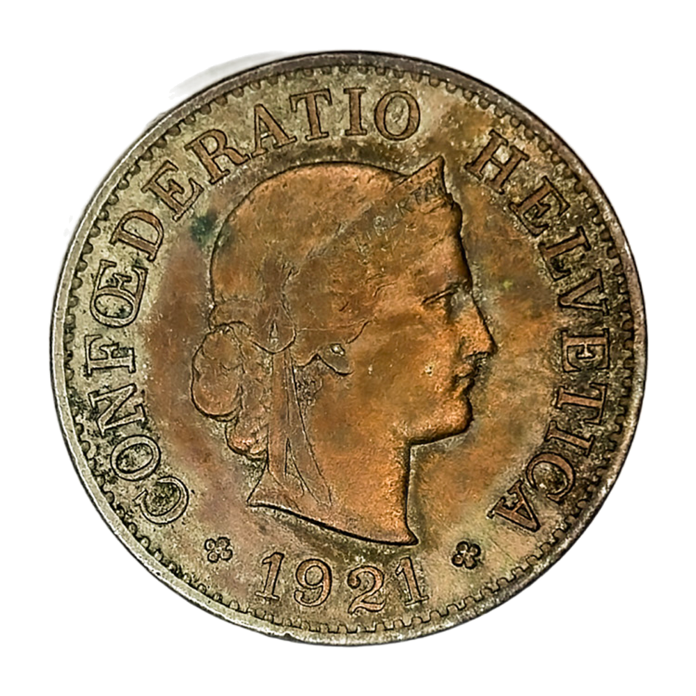 Switzerland, 5 Rappen, 1921 – Libertas Series, VF