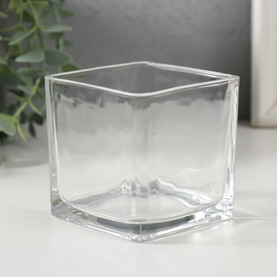 Подсвечник на 1 свечу Квадратный  8х8х8 см (прозрачный)