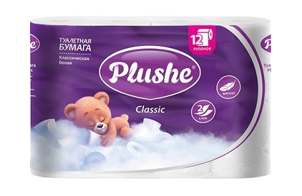 Туалетная бумага PLUSHE "Classic" 12 рулонов 2 слоя