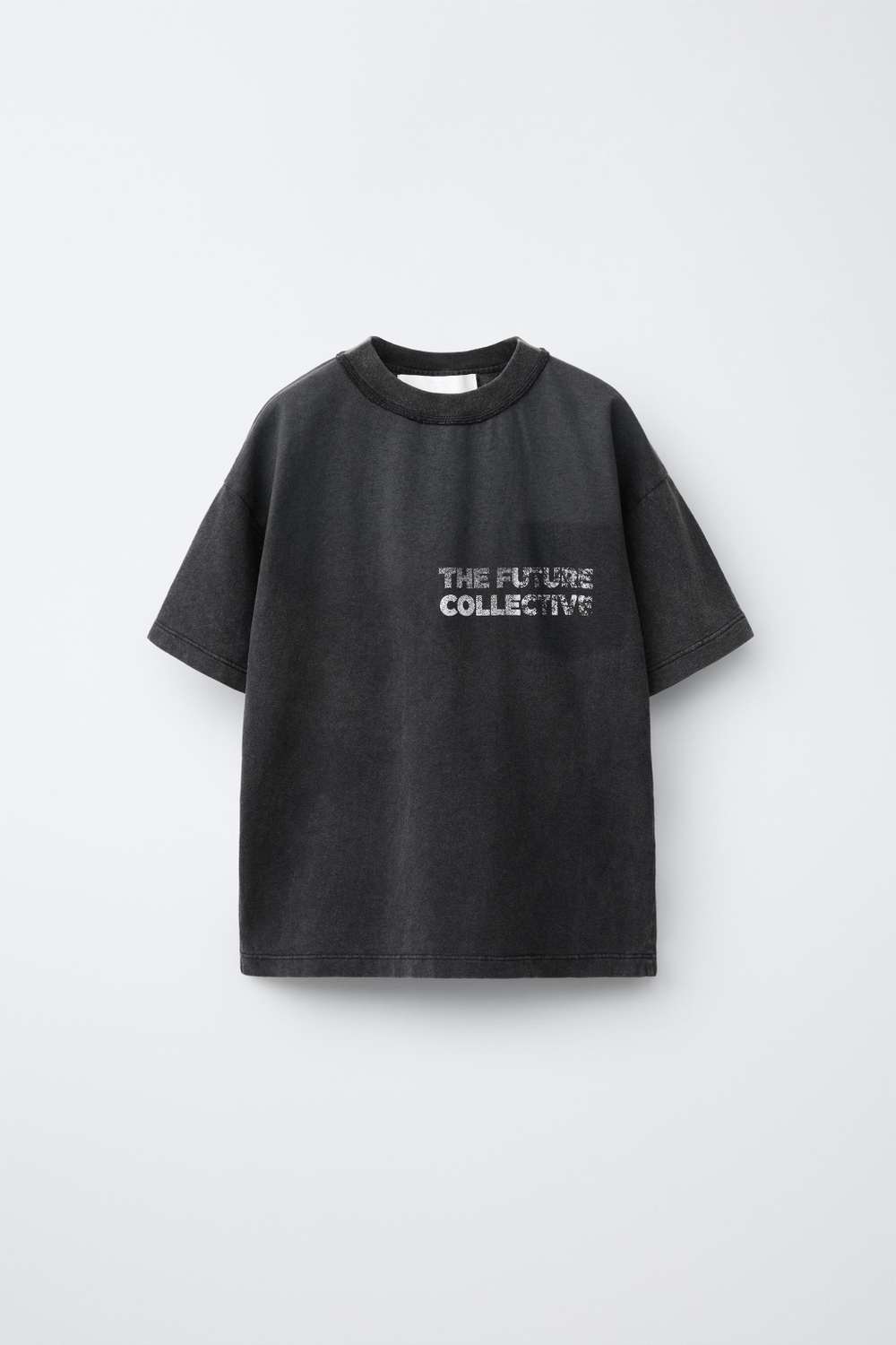 ZARA ФУТБОЛКА С ЭФФЕКТОМ ПОТЕРТОСТИ И НАДПИСЬЮ, СЕРЫЙ/СИНИЙ