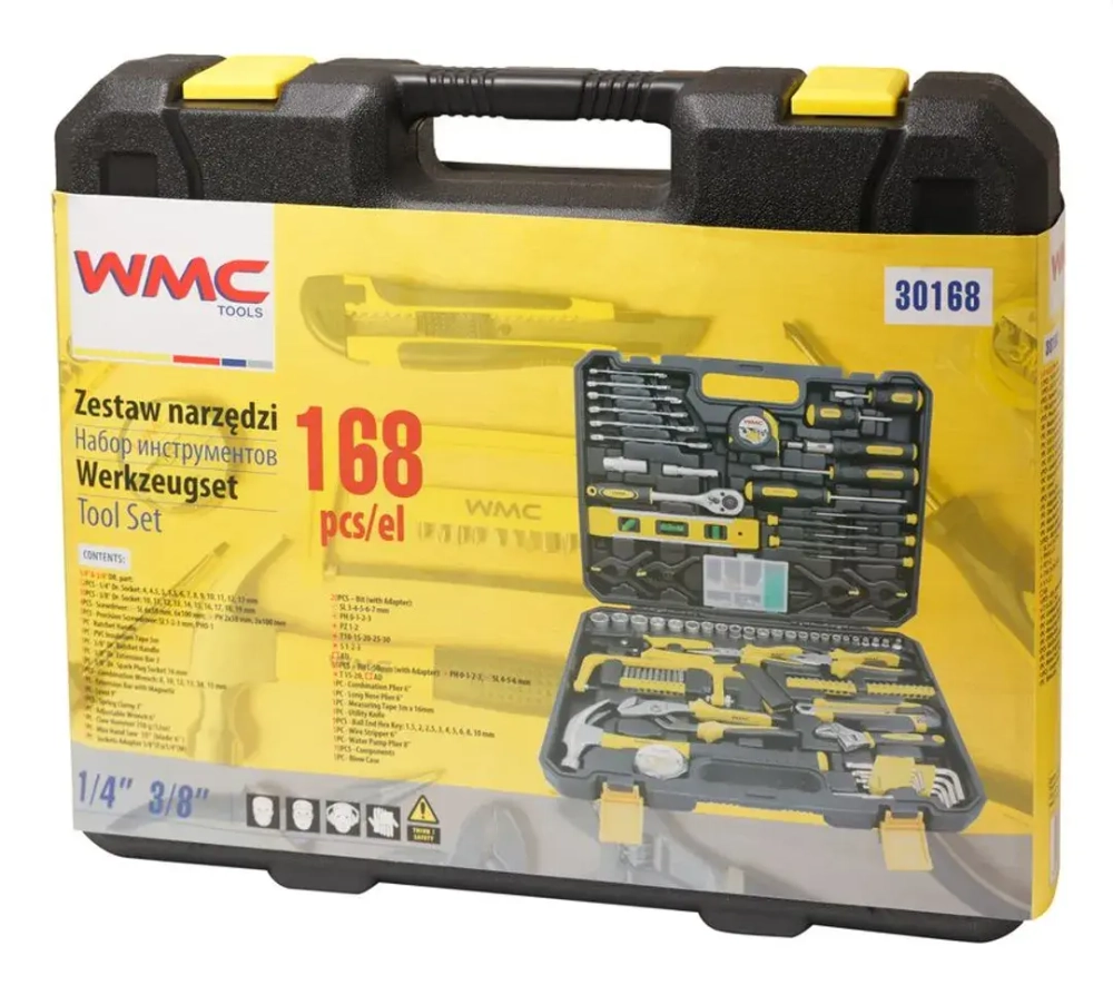 Набор инструментов 168пр. 1/4'', 3/8'(6гр)'(4-19мм) WMC TOOLS WMC-30168
