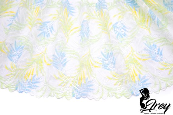 03-255 ОПТ Кружево эластичное 22 см, айвори/желтый/голубой