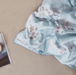 Постельное белье ЕВРО (двуспалка) Египедский Хлопок Голубой сакура