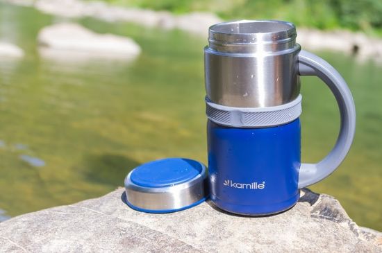 Термокружка 500 мл. из нержавеющей стали Kamille KM-2018 с пластиковой ручкой