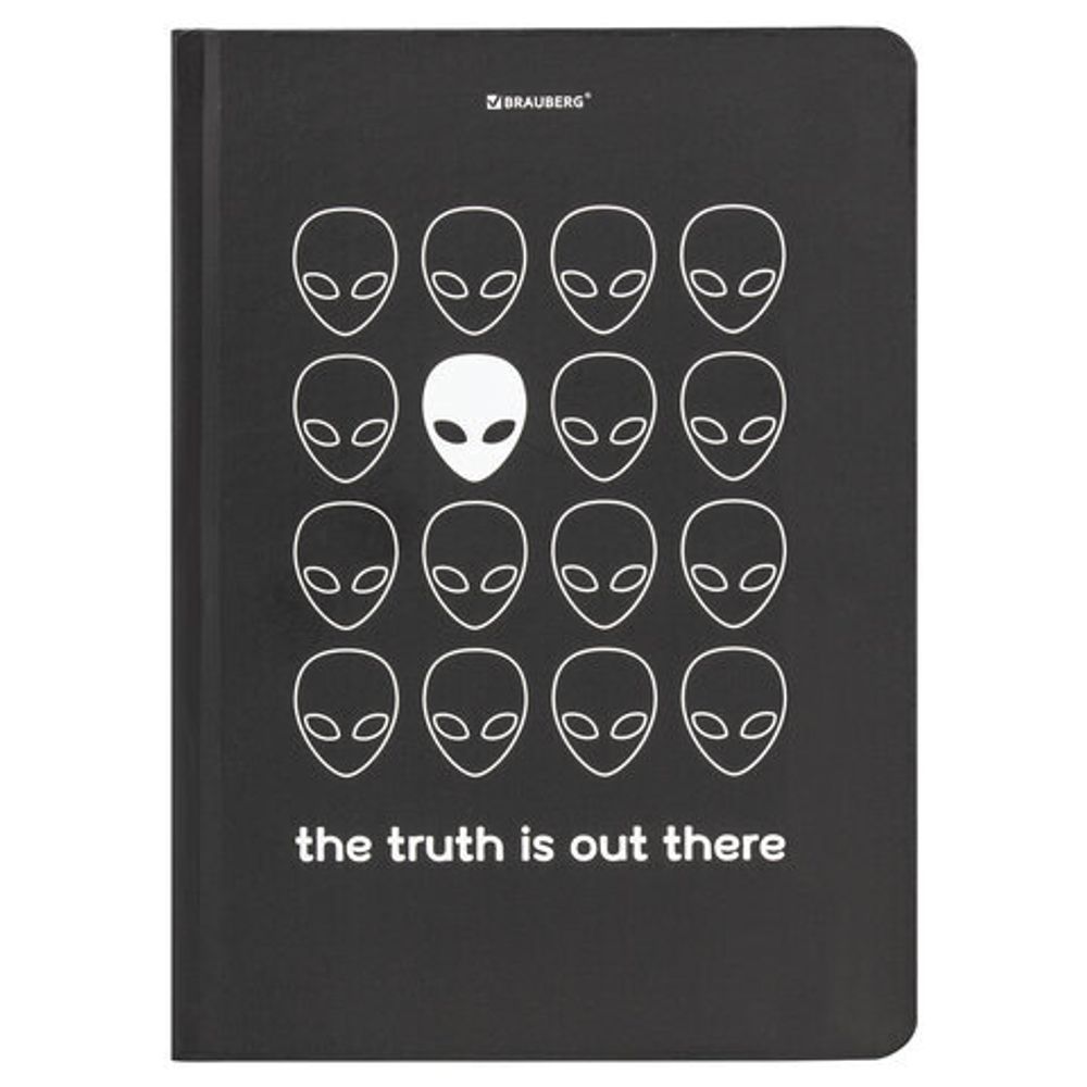 Блокнот с резинкой в клетку 96 л., А5 (145х203 мм), твердая обложка, BRAUBERG, "Aliens", 113722