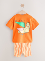 Футболка и шорты в комплекте для девочки Next E65-389, 2 шт., Оранжевый, Фиолетовый