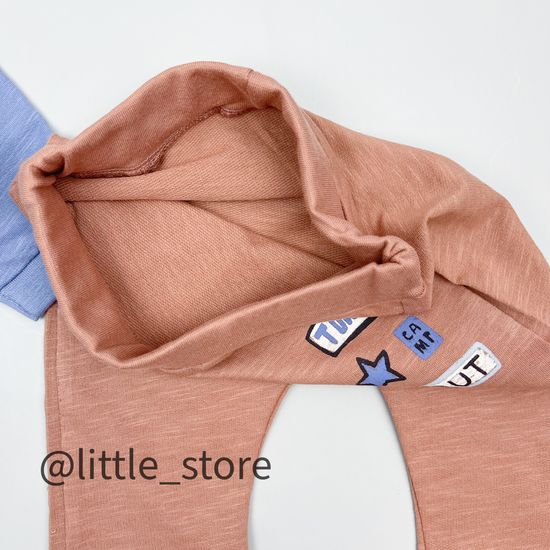 Комплект из футера "Обезьянка" синий туман/шоколад