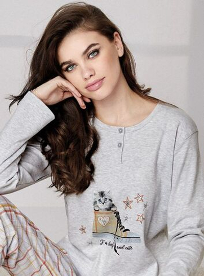 Женская пижама Sweeters: кофта и брючки (Размер: M) (Цвет: серый меланж)