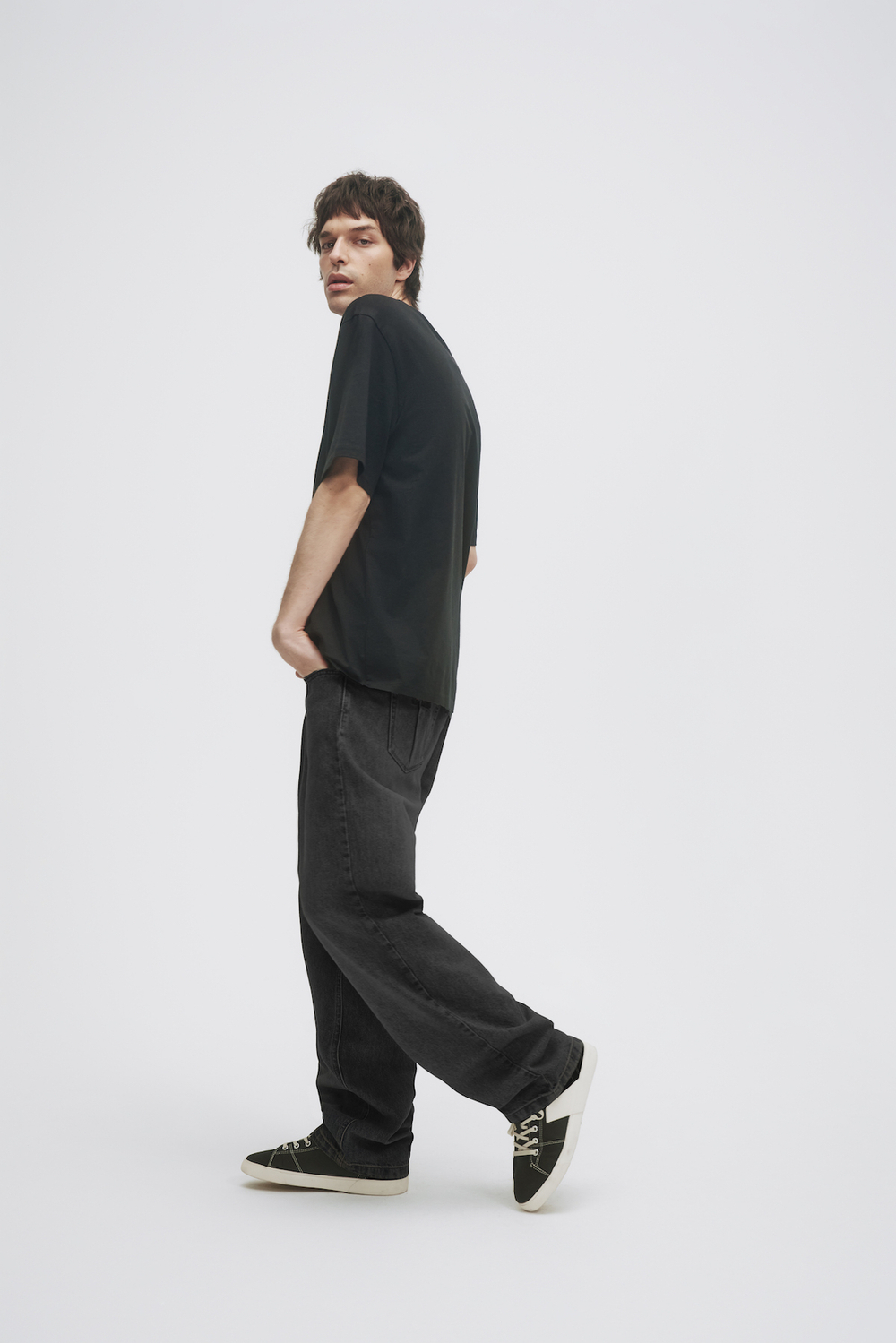 Джинсы широкие мужские серые Men Jeans Wide Grey