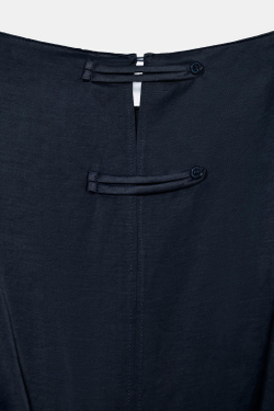 ZARA ПЛАТЬЕ МИДИ ИЗ СМЕСОВОГО ЛЬНА С ПОЯСОМ — ZW COLLECTION, СИНИЙ
