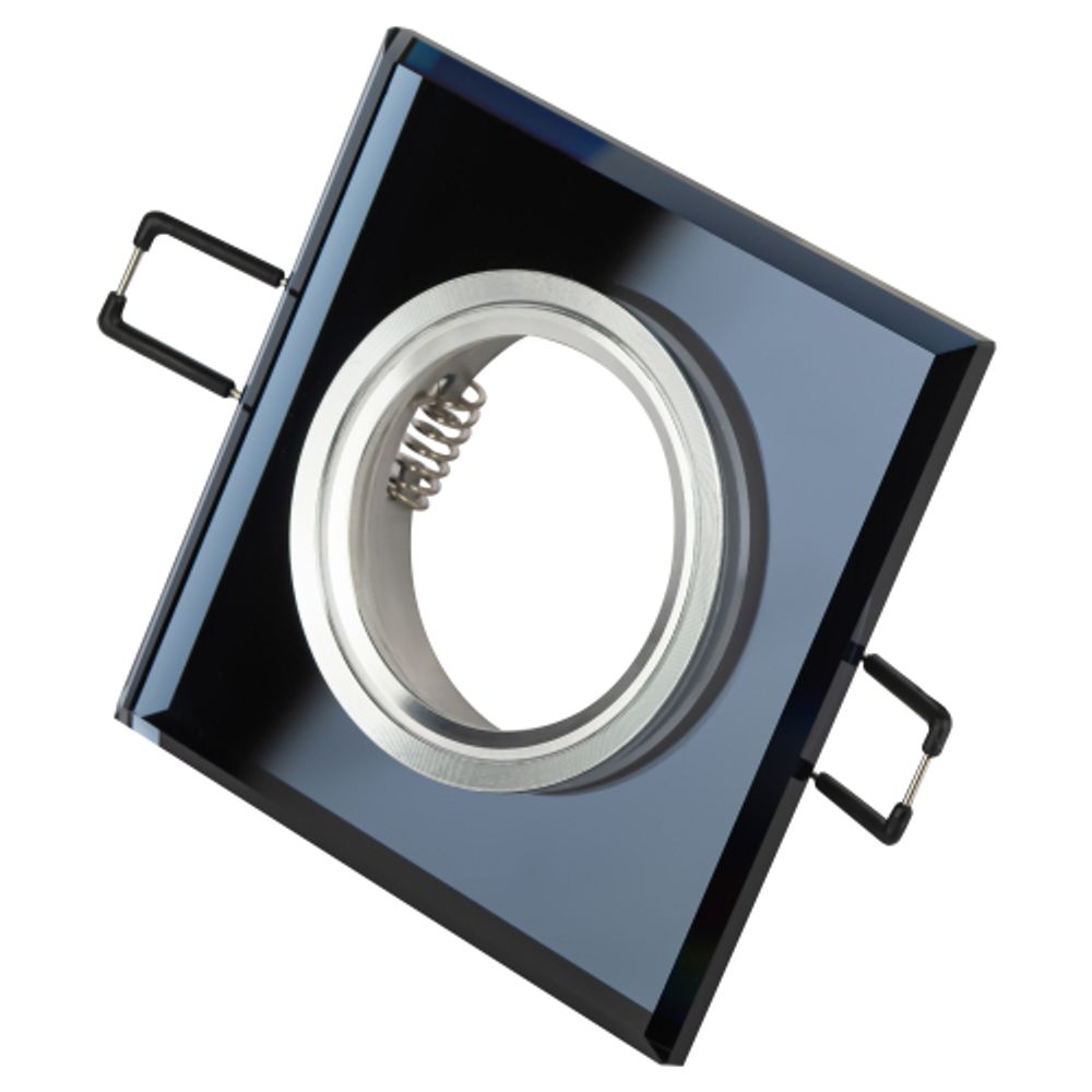 DK8 CH/BK Светильник ЭРА декор стекло квадрат MR16,12V/220V, 50W, хром/черный | Декоративные встраиваемые светильники