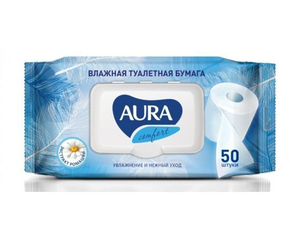 Aura Туалетная бумага влажная, Ultra Comfort, 50 шт в уп
