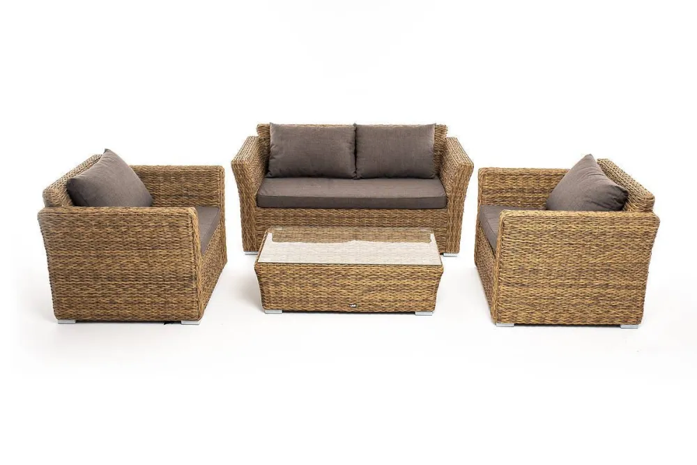 "Капучино Сингл" лаунж-зона из искусственного ротанга (гиацинт), цвет соломенный