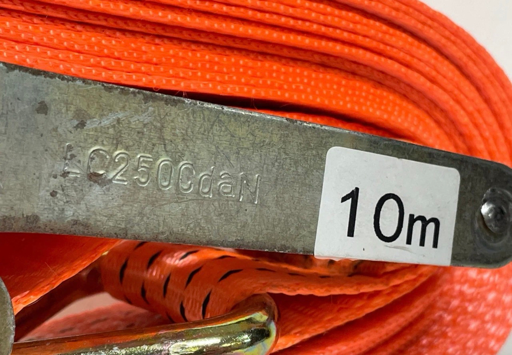 5Т-10М / Ремень стяжной для крепления груза, стяжка, 5 тонн, длина 10 метров, с крючками, оранжевый, TG (1 шт. / комплект)