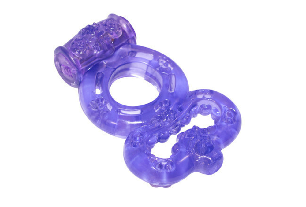 Эрекционное кольцо на член и мошонку с вибрацией Treadle purple (Цвет: фиолетовый)
