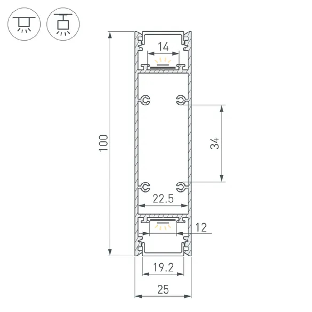 Профиль SL-LINE-25100-DUAL-2500 WHITE (Arlight, Алюминий) 043112
