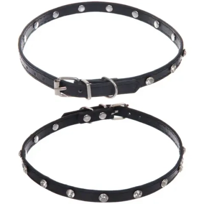 Ошейник для собак и кошек со стразами «На стиле», цвет черный, 1см, размер L, 39*44см (лейбл)