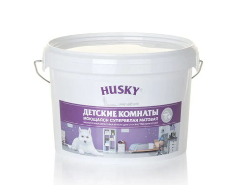 Краска для детских комнат Husky моющаяся матовая цвет белый 9 л