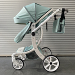 Коляска-трансформер Sweet Kids 608 2в1 Зеленый текстиль на белой раме