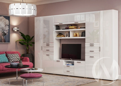 Гостиная Асти (белый/белый глянец холодный) Вариант №3