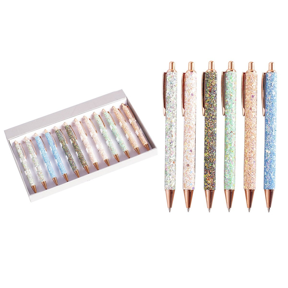 Ручка подарочная шариковая автоматическая Alingar "Блеск", синяя, 1,0 мм, металлический цветной корпус, ассорти, карт. уп.