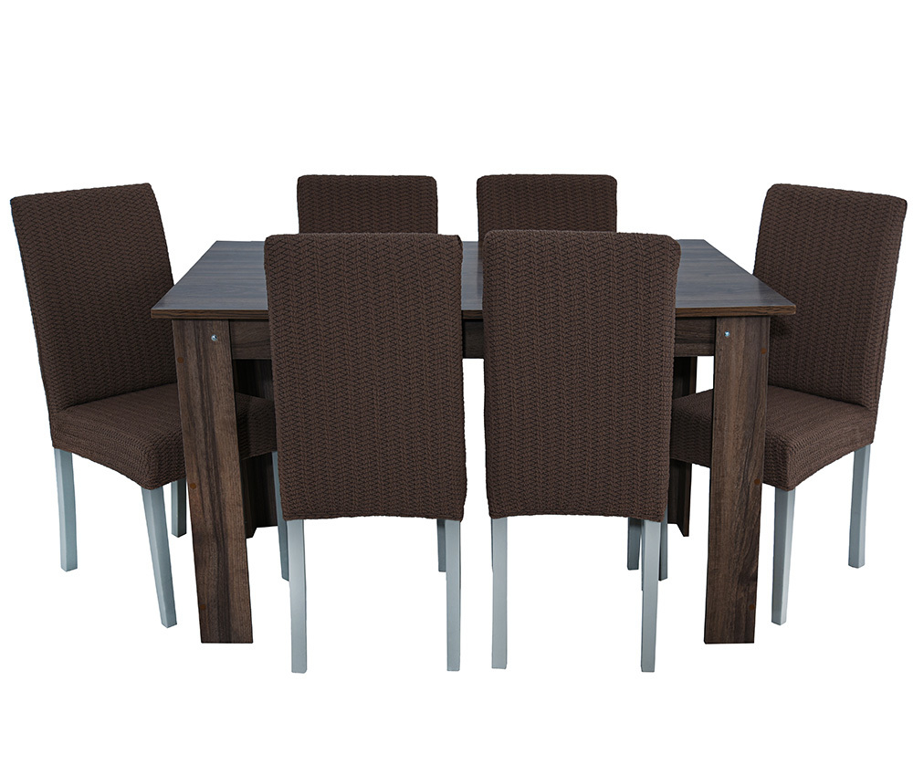 Чехол на стул без оборки Зигзаг, цвет Кофе