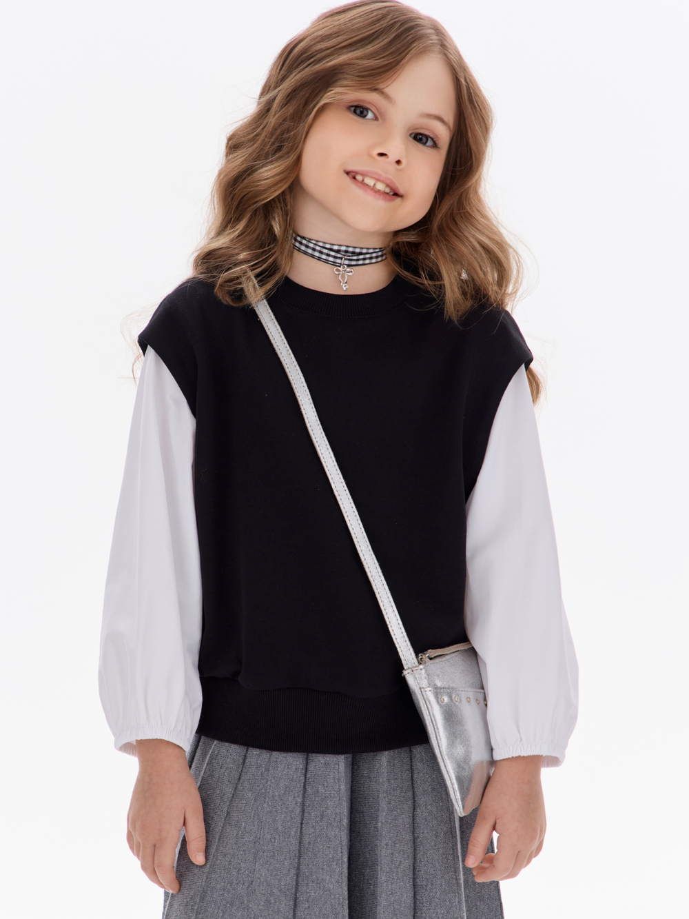 Свитшот-рубашка с эффектом двойки