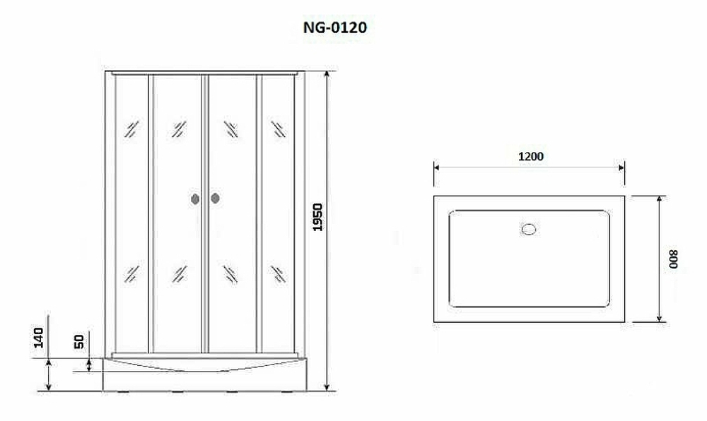 Душевой уголок Niagara Nova 120х80 NG-0120-14 профиль Черный стекло прозрачное