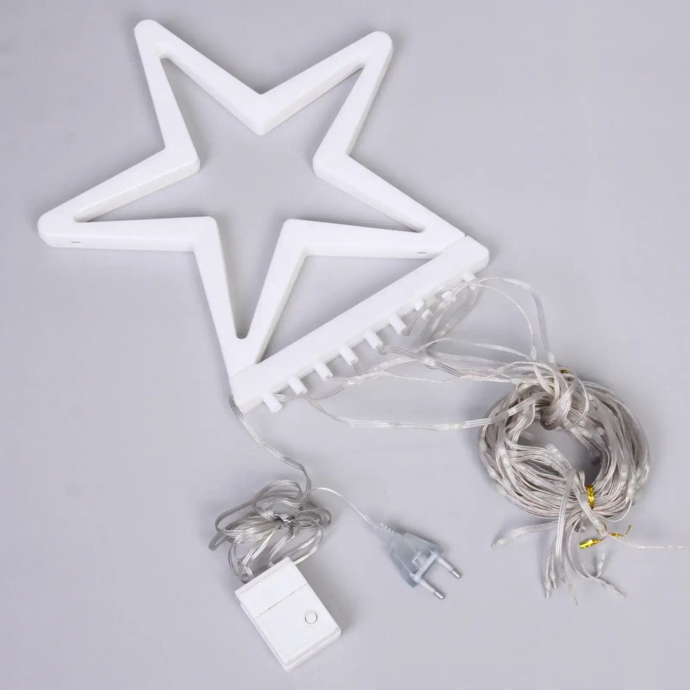 Гирлянда для дома ЗАНАВЕС «Звездное сияние» 2 м (водопад) 196 ламп LED, 7 режимов, IP-20, 220v, Теплый белый