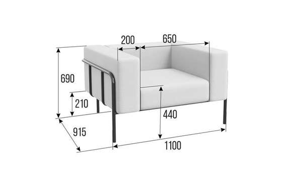 Flex Диван одноместный FLX-1 Latte Lux 405/Металл Черный 1100 *915*690