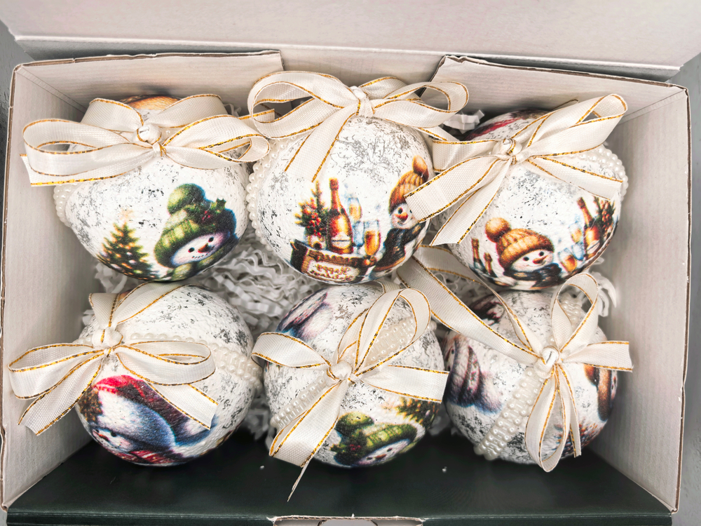 Набор ёлочных шаров "Снеговичок" 6шт