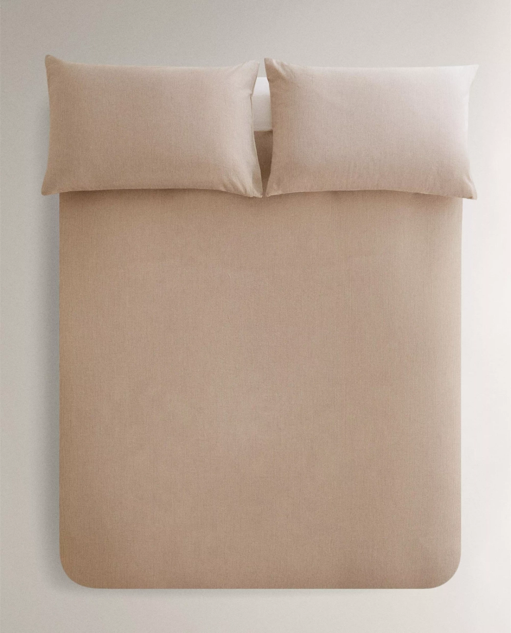 ZARA HOME ПОДОДЕЯЛЬНИК ИЗ ЖАТОГО СИТЦА В ПОЛОСКУ, БЕЖЕВЫЙ