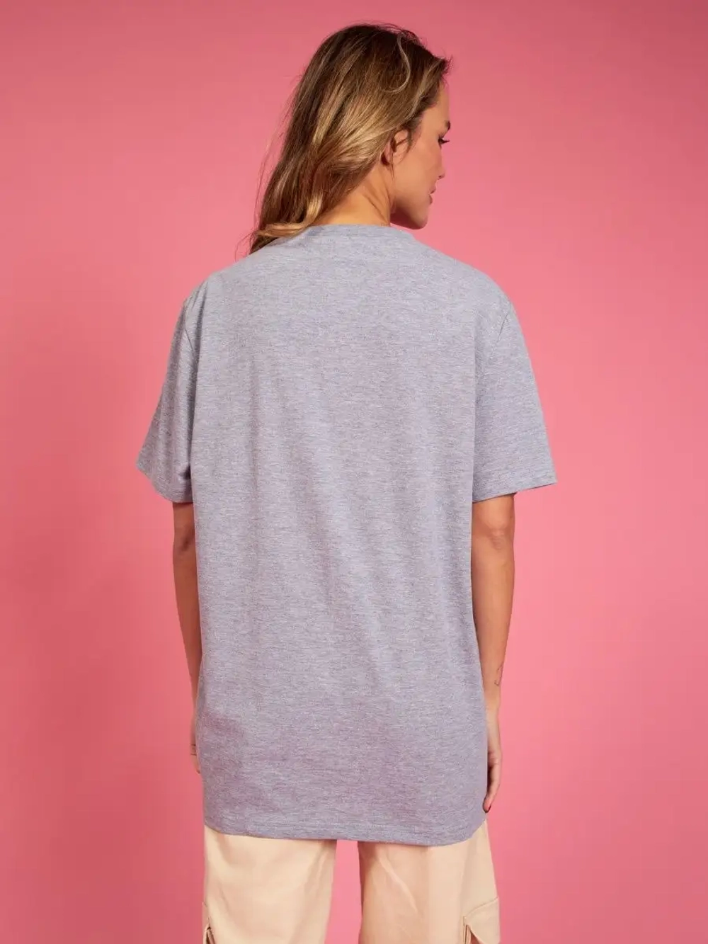 Футболка серая оверсайз с принтом