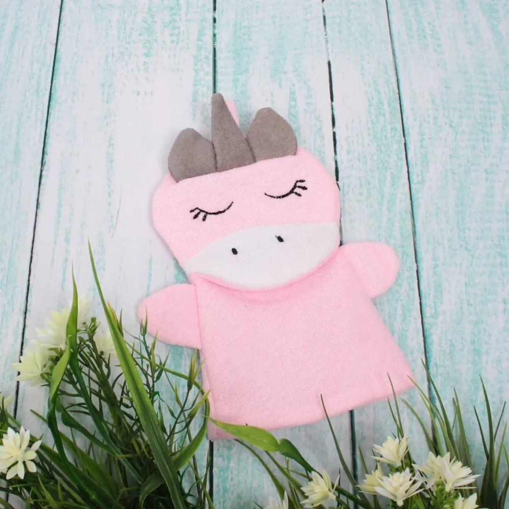 Мочалка-варежка для тела детская «Water Magic - Единорожек Люси», цвет розовый, 17*24 см (ZIP пакет)