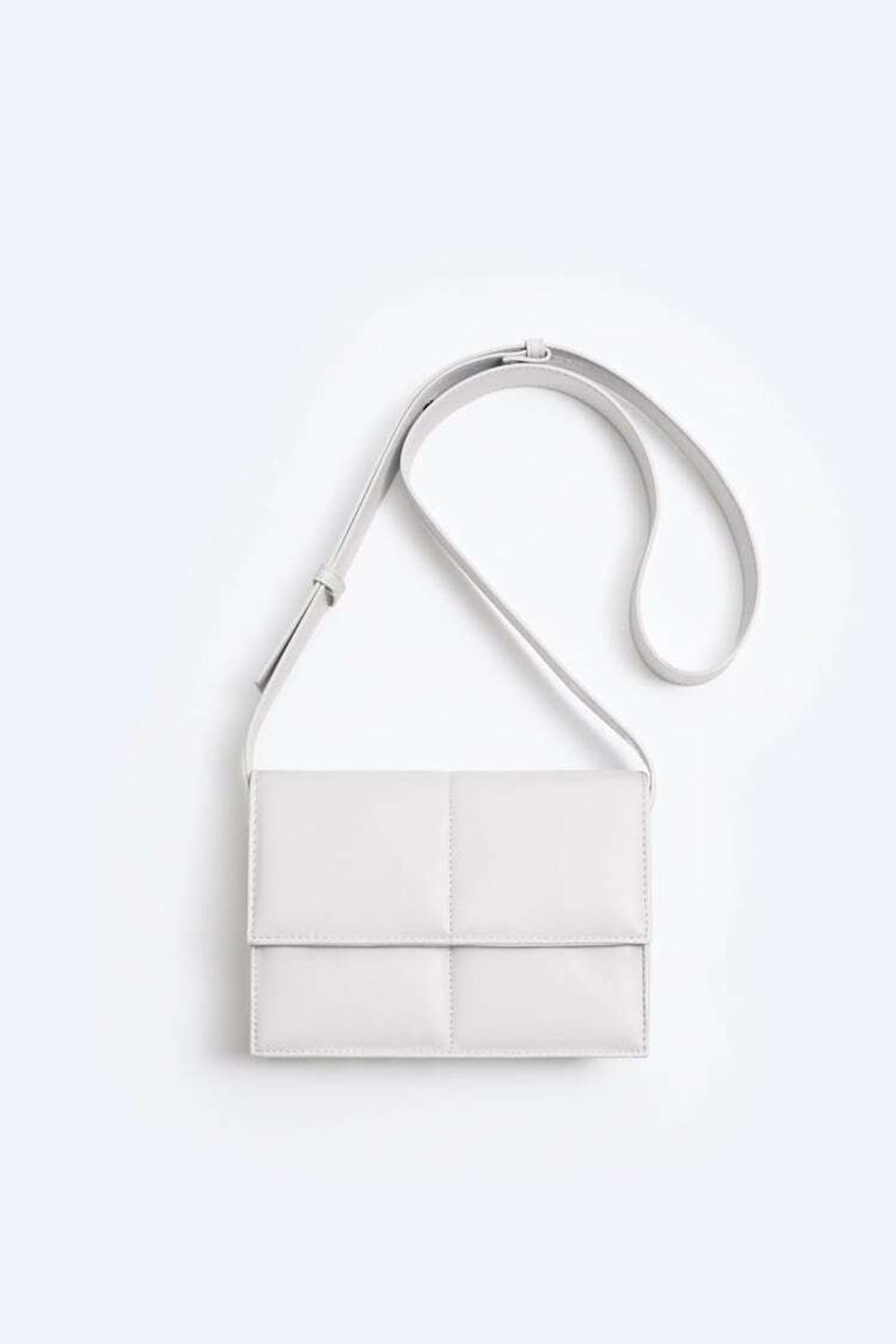 ZARA СТЕГАНАЯ СУМКА С КЛАПАНОМ, СЕРЫЙ