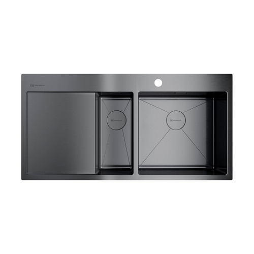 кухонная мойка Omoikiri Akisame 100-2-R-GM нерж. сталь/вороненая сталь