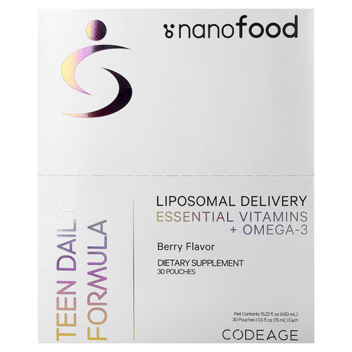 Codeage, Nanofood, мультивитамины для ежедневного приема, ягодный вкус, 30 пакетиков по 15 мл (0,5 жидк. унции)