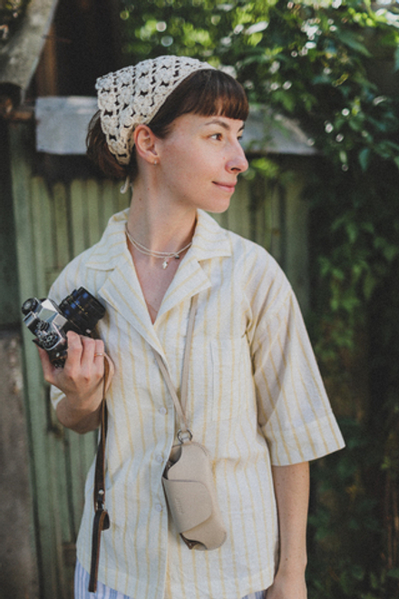 Рубашка с английским воротником в желтую полоску