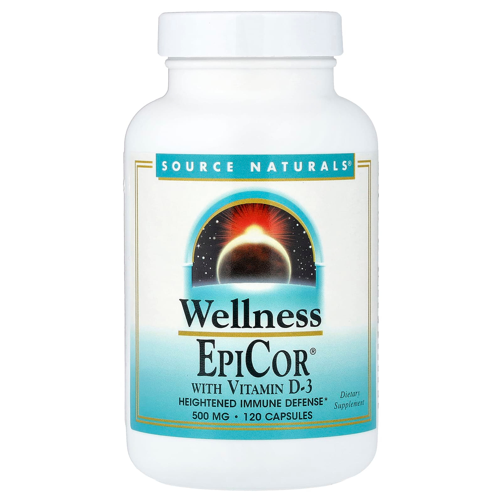 Source Naturals, EpiCor® с витамином D3, 500 мг, 120 капсул