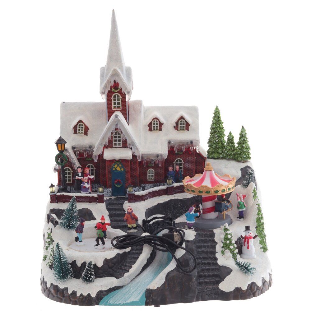 GAEM Фигурка декоративная "Рождество" (4 мелодии, подсвет, движ, 3xAA н/п, +USB), L34 W31 H38 см