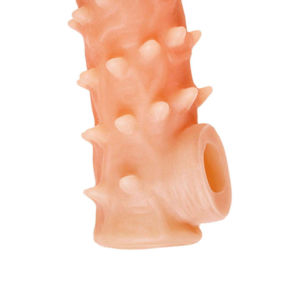 Телесная закрытая насадка 17,6см с пупырышками Kokos Cock Sleeve 005 Size L