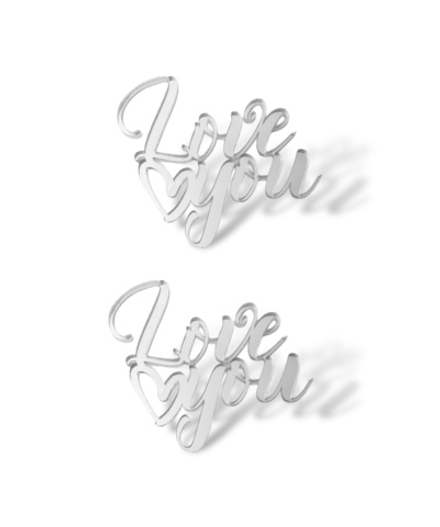 Топпер Мини надпись "love you" (2шт в упак) акрил серебро