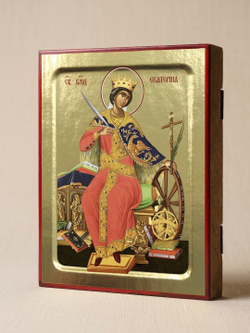 Икона Екатерины, великомученицы (сидящая) на дереве: 125 х 160 (Синопсисъ)
